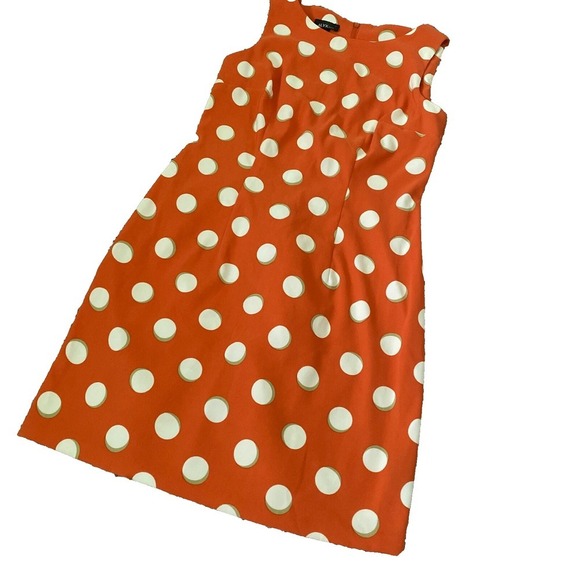 ALYX Dress Orange & White w Polka Dots Zip Back Sleeveless Retro Women's Size 10 - Picture 3 of 9